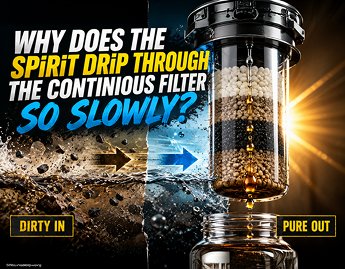 Why does the spirit drip through the continous filter so slowly?
